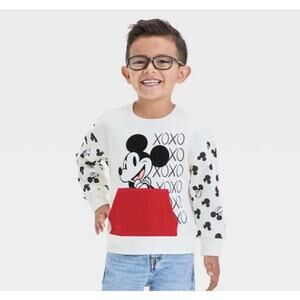 Toddler Boys' Disney Mickey Mouse Valentine's Fleece Pullover - 5T